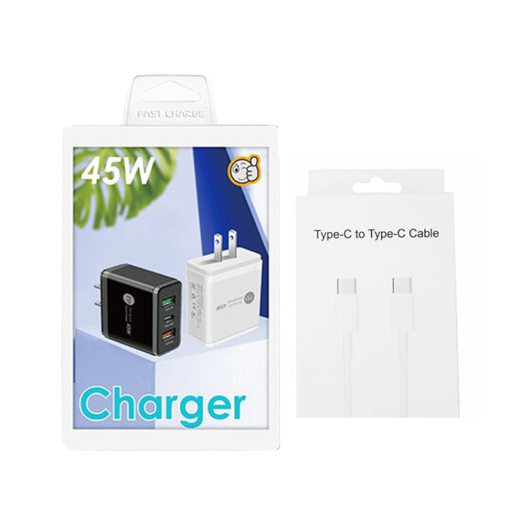 45W PD3.0 + 2 x QC3.0 USB Multi Port Charger with Type-C to Type-C Cable, US Plug����������������...