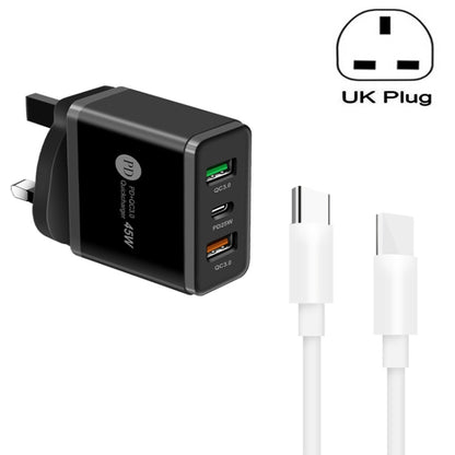 45W PD3.0 + 2 x QC3.0 USB Multi Port Charger with Type-C to Type-C Cable, UK Plug����������������...