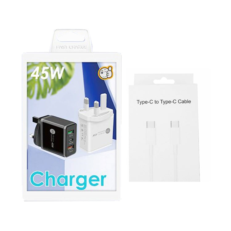 45W PD3.0 + 2 x QC3.0 USB Multi Port Charger with Type-C to Type-C Cable, UK Plug����������������...