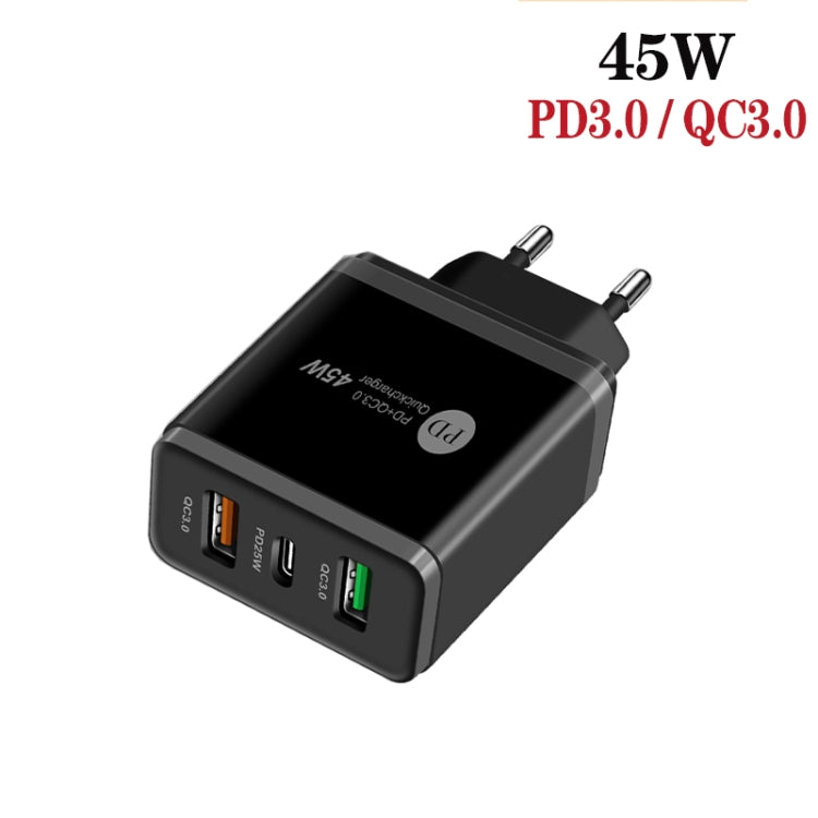 45W PD25W + 2 x QC3.0 USB Multi Port Charger with USB to 8 Pin Cable, EU Plug��������������������...