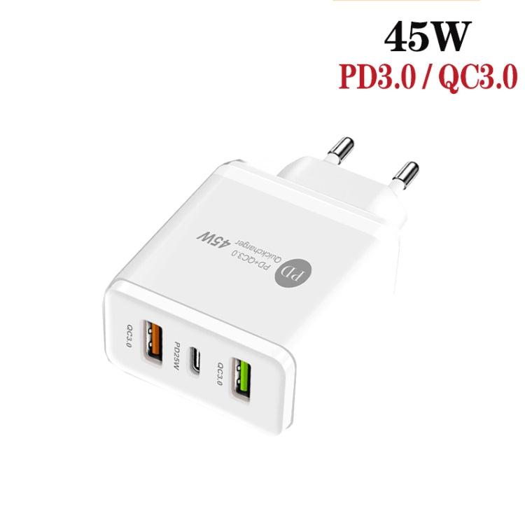 45W PD25W + 2 x QC3.0 USB Multi Port Charger with USB to Micro USB Cable, EU Plug����������������...