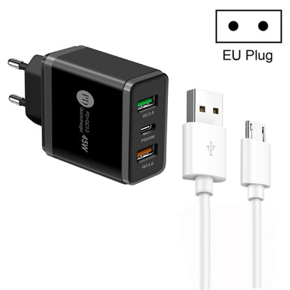 45W PD25W + 2 x QC3.0 USB Multi Port Charger with USB to Micro USB Cable, EU Plug����������������...