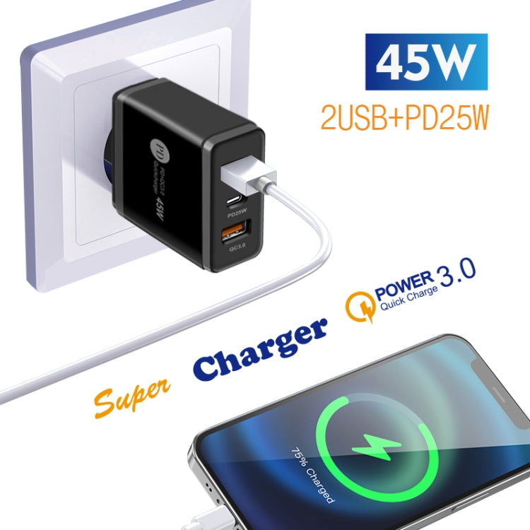45W PD25W + 2 x QC3.0 USB Multi Port Charger with USB to Micro USB Cable, EU Plug����������������...