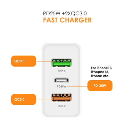 45W PD25W + 2 x QC3.0 USB Multi Port Charger with USB to Micro USB Cable, EU Plug����������������...