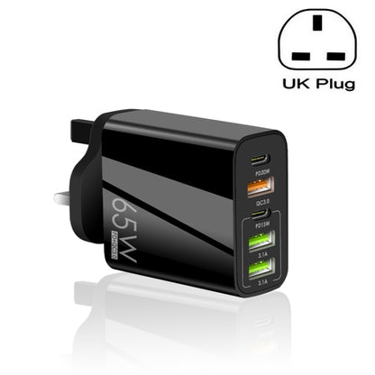 65W Dual PD Type-C + 3 x USB Multi Port Charger for Phone and Tablet PC, UK Plug, UK Plug
