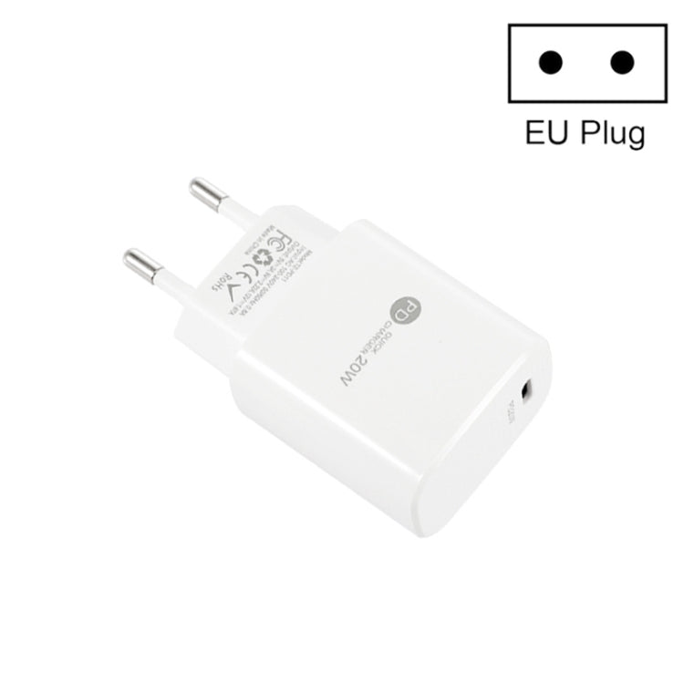 PD11 Mini Single Port PD3.0 USB-C / Type-C 20W Fast Charger for iPhone / iPad Series, EU Plug����...