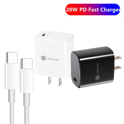 PD11 Single PD3.0 USB-C / Type-C 20W Fast Charger with 1m Type-C to Type-C Data Cable, US Plug���...