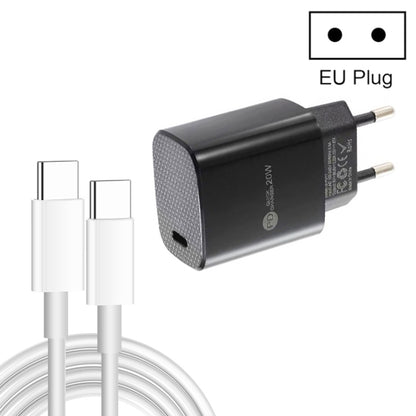 PD11 Single PD3.0 USB-C / Type-C 20W Fast Charger with 1m Type-C to Type-C Data Cable, EU Plug���...
