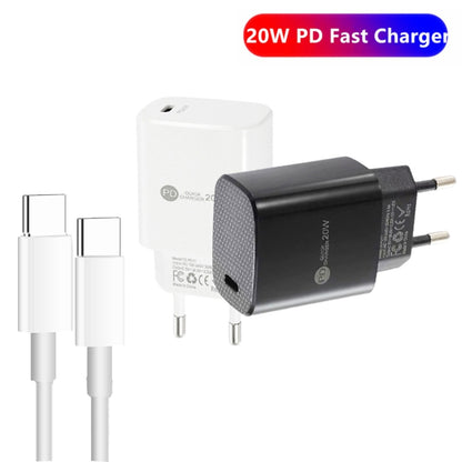 PD11 Single PD3.0 USB-C / Type-C 20W Fast Charger with 1m Type-C to Type-C Data Cable, EU Plug���...