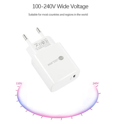 PD11 Single PD3.0 USB-C / Type-C 20W Fast Charger with 1m Type-C to Type-C Data Cable, EU Plug���...
