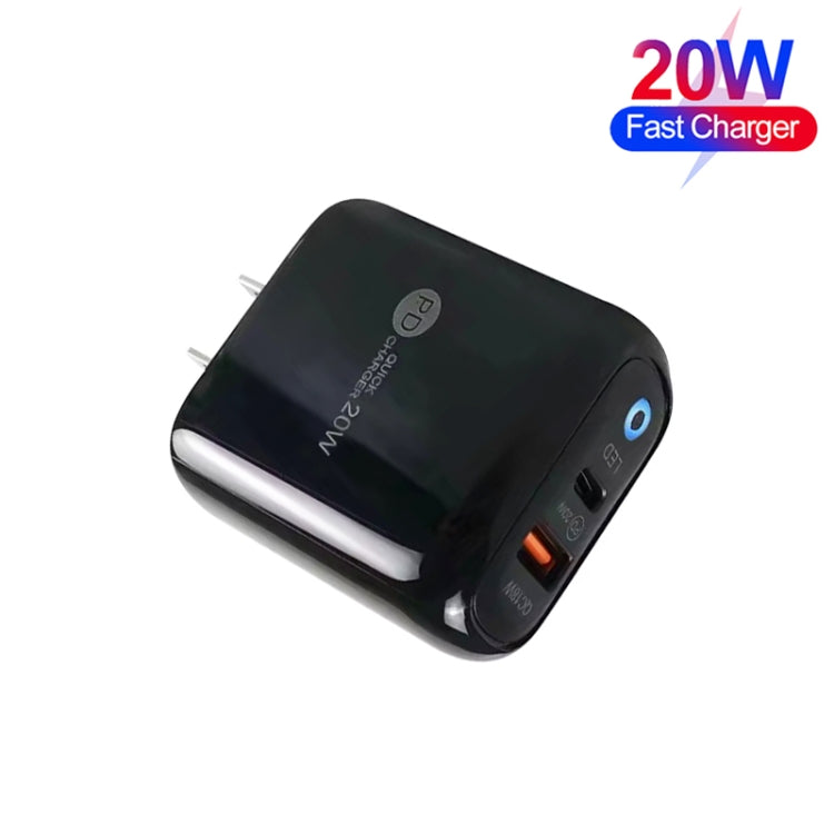 PD04 Type-C + USB Mobile Phone Charger with Type-C to 8 Pin Cable, US Plug�����������������������...