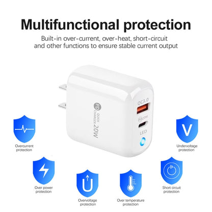PD04 Type-C + USB Mobile Phone Charger with Type-C to 8 Pin Cable, US Plug�����������������������...