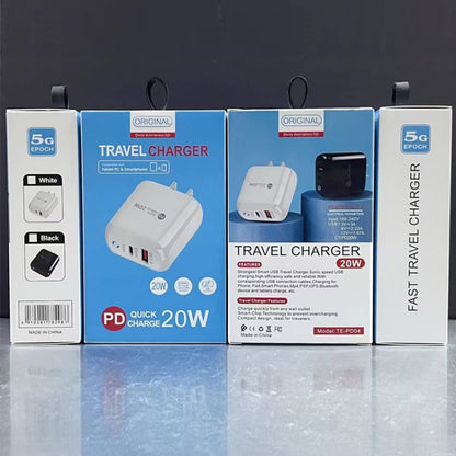 PD04 Type-C + USB Mobile Phone Charger with Type-C to 8 Pin Cable, US Plug�����������������������...