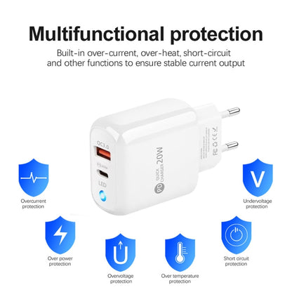 PD04 Type-C + USB Mobile Phone Charger with Type-C to Type-C Cable, EU Plug