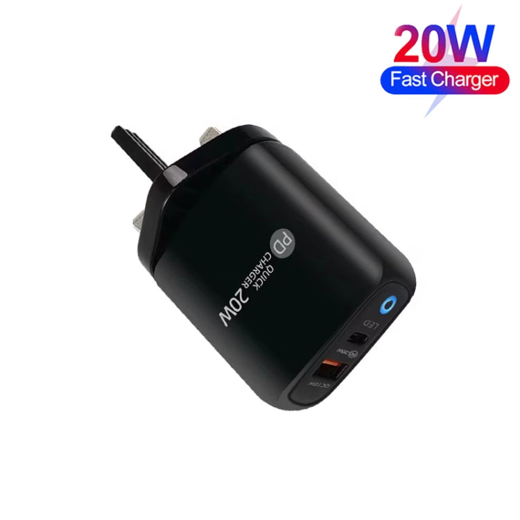 PD04 Type-C + USB Mobile Phone Charger with Type-C to Type-C Cable, UK Plug����������������������...