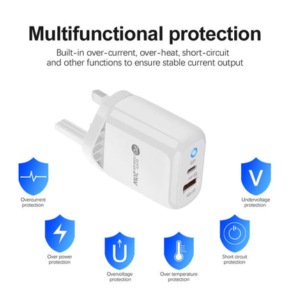 PD04 Type-C + USB Mobile Phone Charger with Type-C to Type-C Cable, UK Plug����������������������...