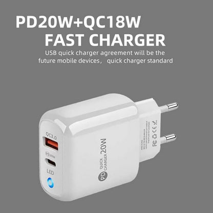 PD04 Type-C + USB Mobile Phone Charger with Type-C to Type-C Cable, UK Plug����������������������...