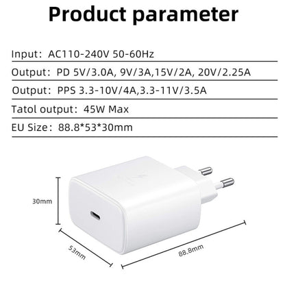 M135 45W USB-C / Type-C Port Fast Charger with 5A Type-C to Type-C Cable, EU Plug