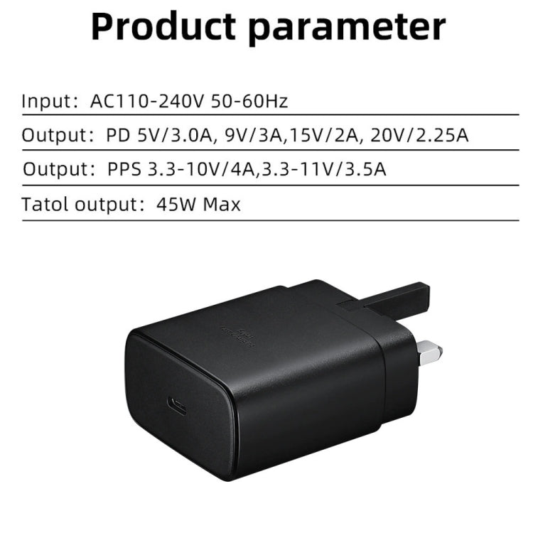 M135 45W USB-C / Type-C Port Fast Charger with 5A Type-C to Type-C Cable, UK Plug