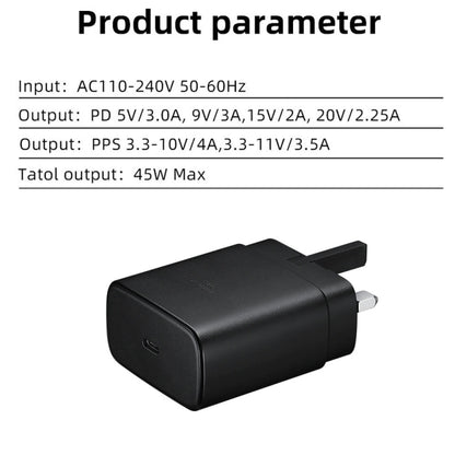 M135 45W USB-C / Type-C Port Fast Charger with 5A Type-C to Type-C Cable, UK Plug