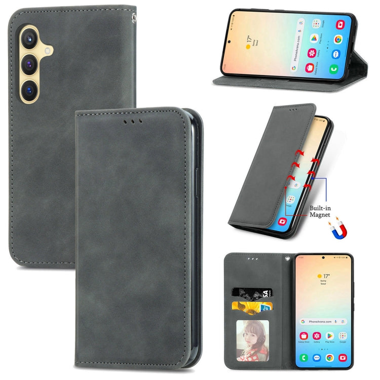 Retro Skin Feel Magnetic Leather Phone Case, For Samsung Galaxy S25 5G, For Samsung Galaxy S25+ 5...