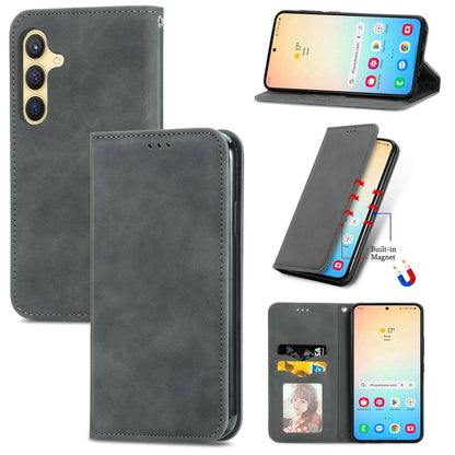 Retro Skin Feel Magnetic Leather Phone Case, For Samsung Galaxy S25 5G, For Samsung Galaxy S25+ 5...