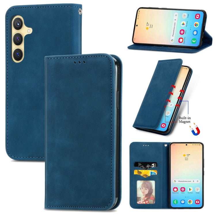 Retro Skin Feel Magnetic Leather Phone Case, For Samsung Galaxy S25 5G, For Samsung Galaxy S25+ 5...