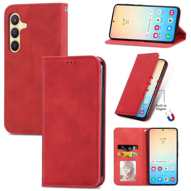 Retro Skin Feel Magnetic Leather Phone Case, For Samsung Galaxy S25 5G, For Samsung Galaxy S25+ 5...