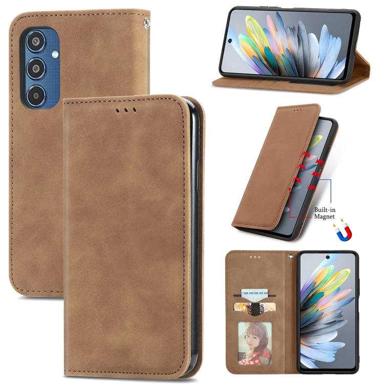 Retro Skin Feel Magnetic Leather Phone Case, For Samsung Galaxy S25 5G, For Samsung Galaxy S25+ 5...