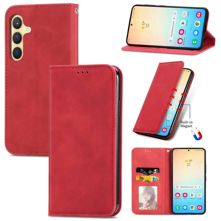 Retro Skin Feel Magnetic Leather Phone Case, For Samsung Galaxy S25 5G, For Samsung Galaxy S25+ 5...
