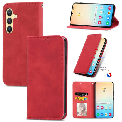 Retro Skin Feel Magnetic Leather Phone Case, For Samsung Galaxy S25 5G, For Samsung Galaxy S25+ 5...
