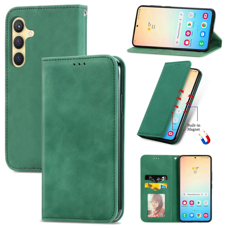 Retro Skin Feel Magnetic Leather Phone Case, For Samsung Galaxy S25 5G, For Samsung Galaxy S25+ 5...