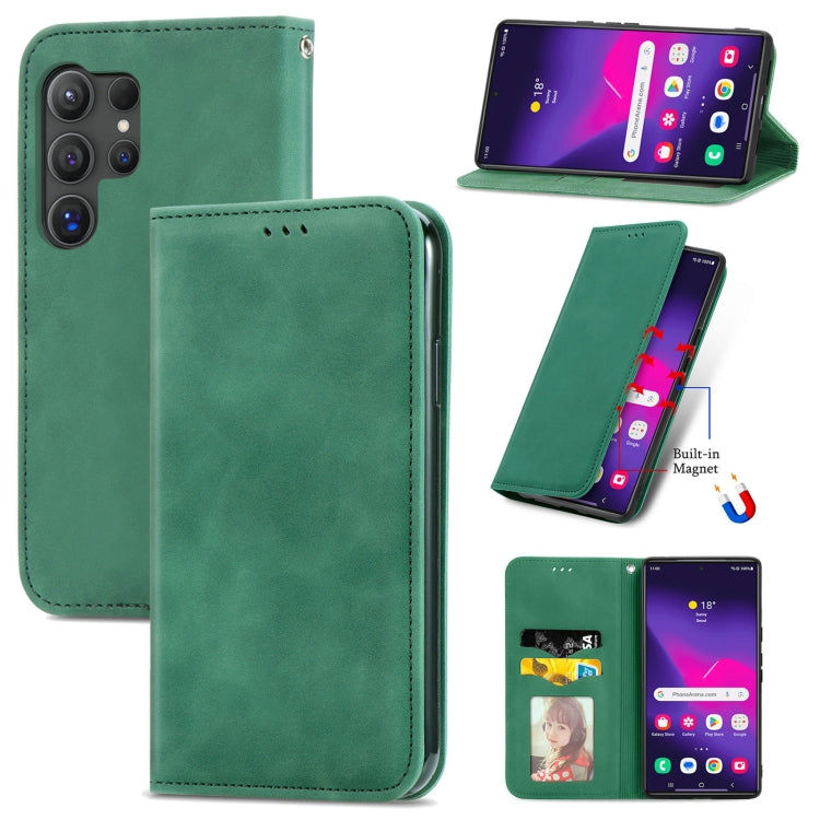 Retro Skin Feel Magnetic Leather Phone Case, For Samsung Galaxy S25 5G, For Samsung Galaxy S25+ 5...