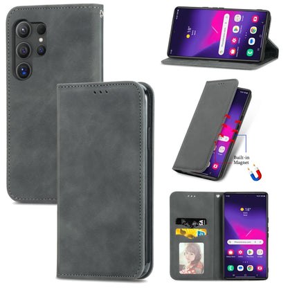 Retro Skin Feel Magnetic Leather Phone Case, For Samsung Galaxy S25 5G, For Samsung Galaxy S25+ 5...