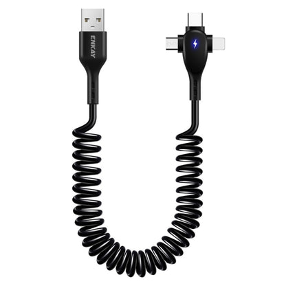 ENKAY Hat-Prince 3 in 1 6A USB to 8Pin+Type-C+Micro USB Supper Fast Charge Spring Cable, Length: ...