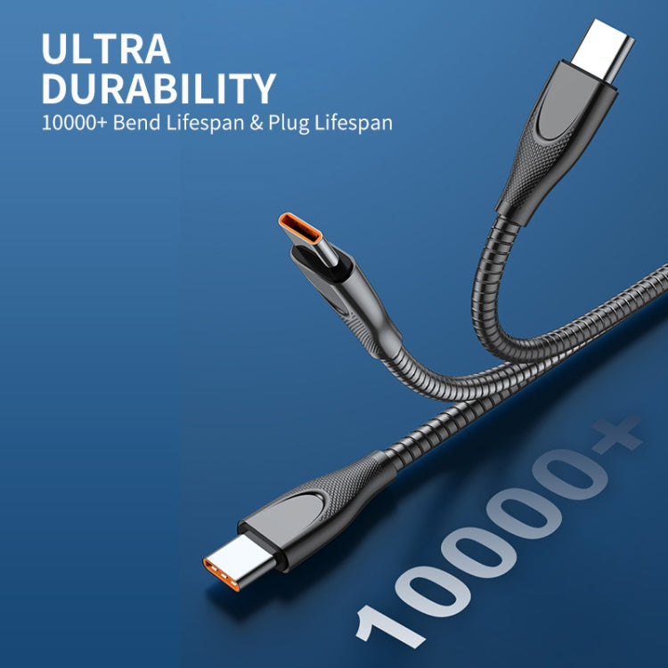 ENKAY ENK-CB129 PD 65W Type-C to Type-C Carbon Steel Hose Spring Fast Charging Data Cable, Length...