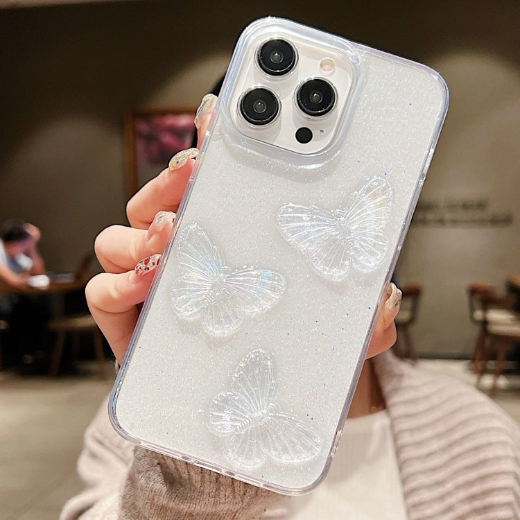Clear Crystal Butterflies TPU Phone Case, For iPhone 16 Pro Max, For iPhone 16 Pro���������������...