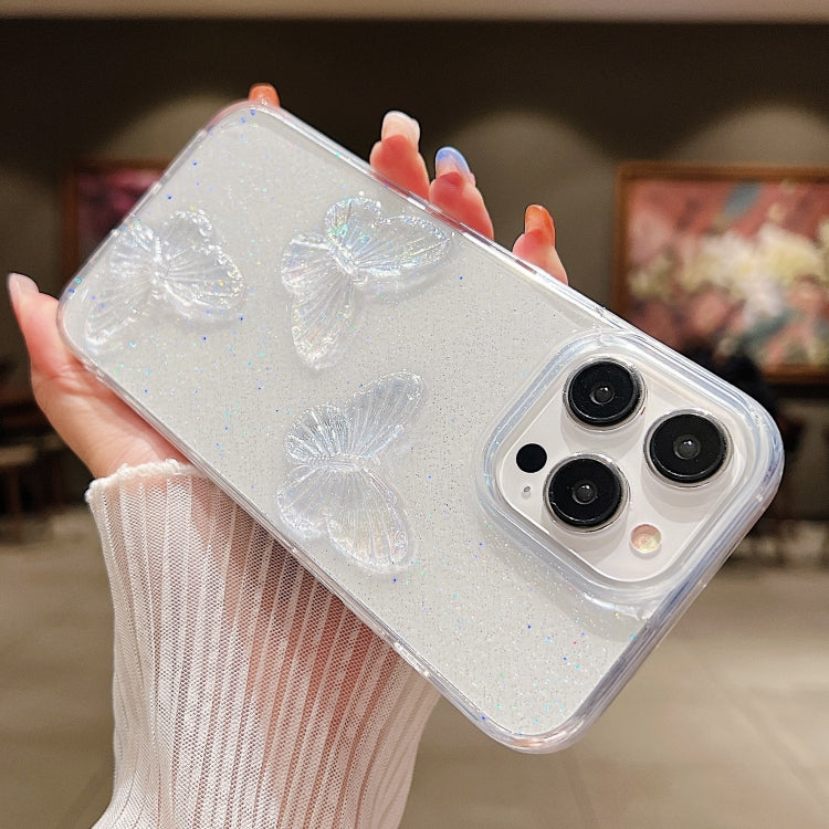 Clear Crystal Butterflies TPU Phone Case, For iPhone 16 Pro Max, For iPhone 16 Pro���������������...