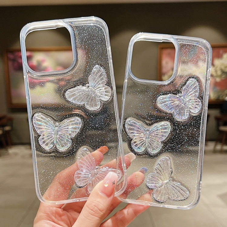 Clear Crystal Butterflies TPU Phone Case, For iPhone 16 Pro Max, For iPhone 16 Pro���������������...