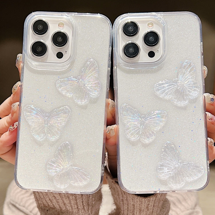 Clear Crystal Butterflies TPU Phone Case, For iPhone 16 Pro Max, For iPhone 16 Pro���������������...