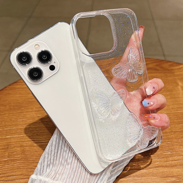 Clear Crystal Butterflies TPU Phone Case, For iPhone 16 Pro Max, For iPhone 16 Pro���������������...
