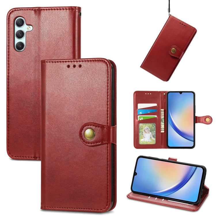 Retro Solid Color Buckle Leather Phone Case, For Samsung Galaxy S25 5G, For Samsung Galaxy S25+ 5...