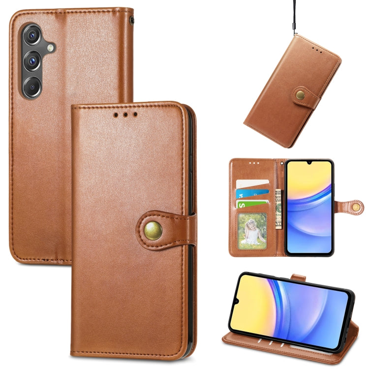 Retro Solid Color Buckle Leather Phone Case, For Samsung Galaxy S25 5G, For Samsung Galaxy S25+ 5...