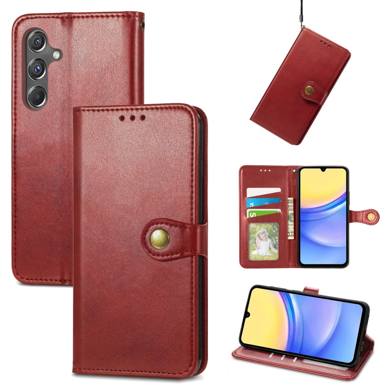 Retro Solid Color Buckle Leather Phone Case, For Samsung Galaxy S25 5G, For Samsung Galaxy S25+ 5...