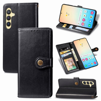 Retro Solid Color Buckle Leather Phone Case, For Samsung Galaxy S25 5G, For Samsung Galaxy S25+ 5...