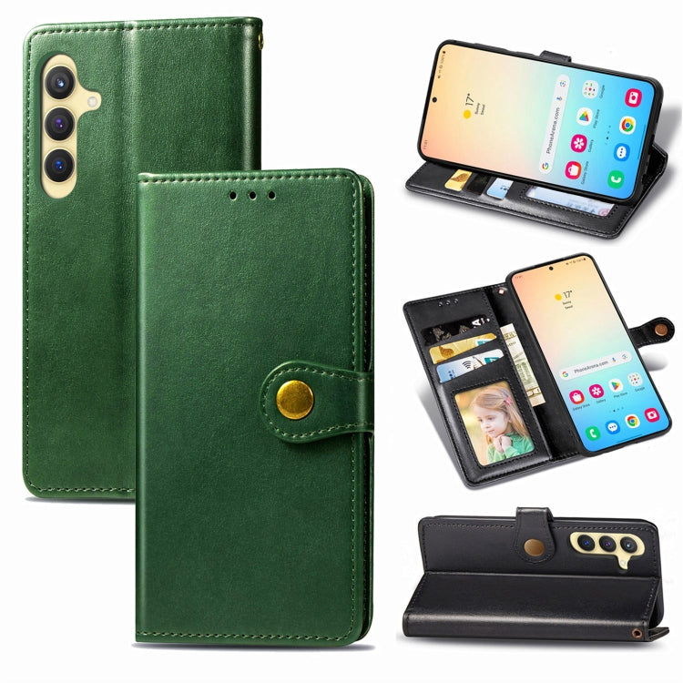 Retro Solid Color Buckle Leather Phone Case, For Samsung Galaxy S25 5G, For Samsung Galaxy S25+ 5...