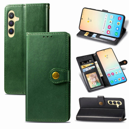 Retro Solid Color Buckle Leather Phone Case, For Samsung Galaxy S25 5G, For Samsung Galaxy S25+ 5...