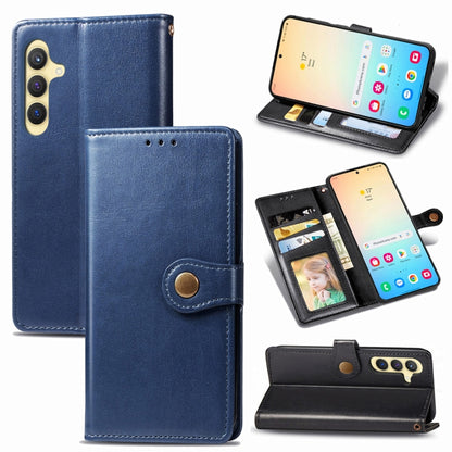 Retro Solid Color Buckle Leather Phone Case, For Samsung Galaxy S25 5G, For Samsung Galaxy S25+ 5...