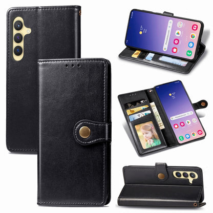 Retro Solid Color Buckle Leather Phone Case, For Samsung Galaxy S25 5G, For Samsung Galaxy S25+ 5...