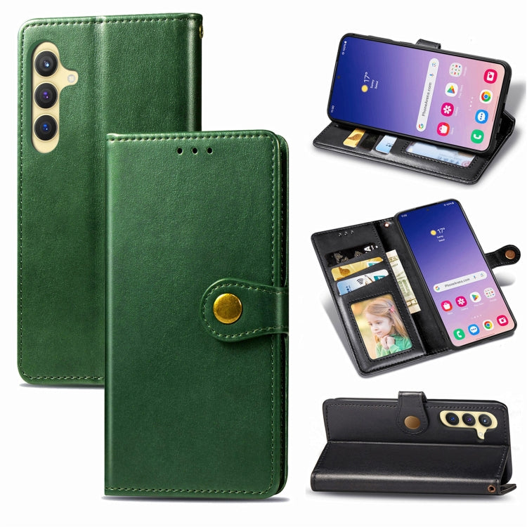 Retro Solid Color Buckle Leather Phone Case, For Samsung Galaxy S25 5G, For Samsung Galaxy S25+ 5...
